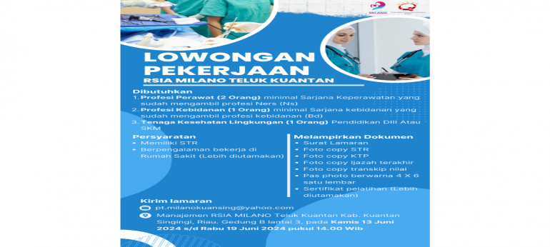 Lowongan Pekerjaan RSIA MILANO Juni 2024